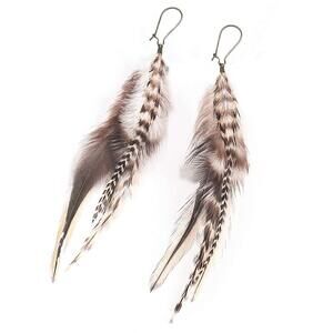 Bohemian Multicolor Pheasant Feathers Dangle Earrings Handmade Natural